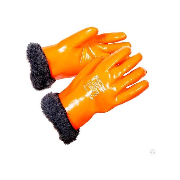 Перчатки оранжевые с мехом